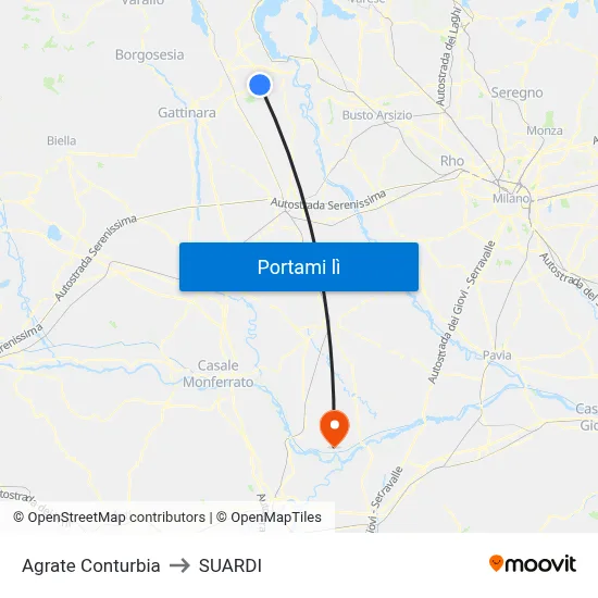 Agrate Conturbia to SUARDI map