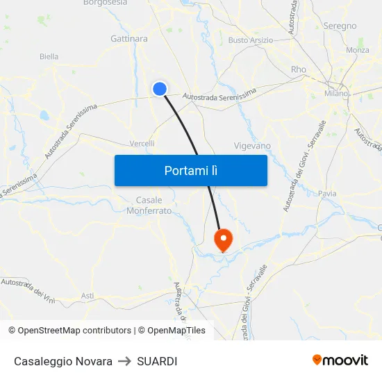Casaleggio Novara to SUARDI map