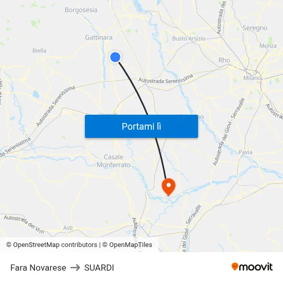 Fara Novarese to SUARDI map