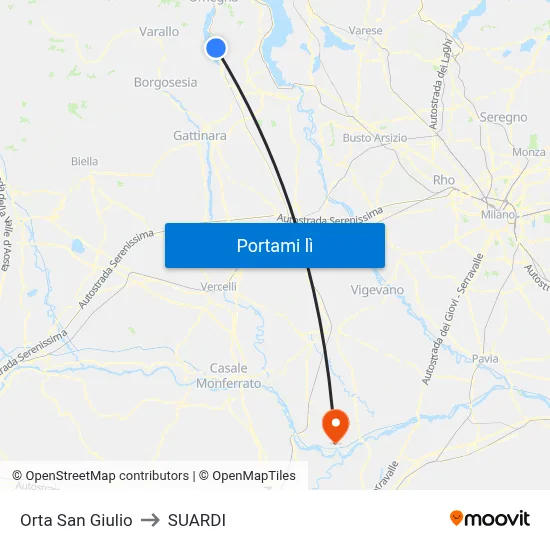 Orta San Giulio to SUARDI map