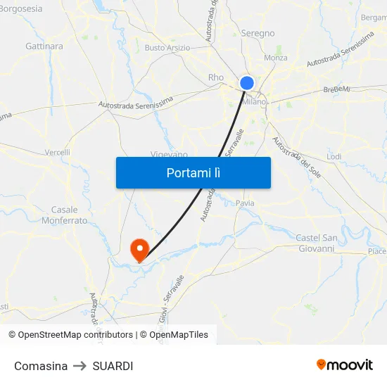 Comasina to SUARDI map