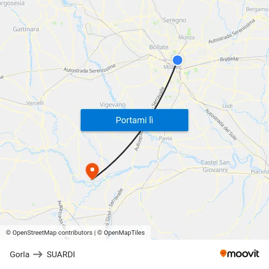 Gorla to SUARDI map