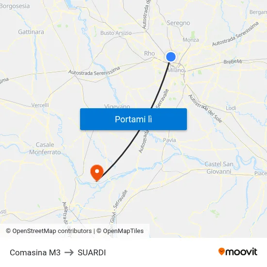Comasina M3 to SUARDI map