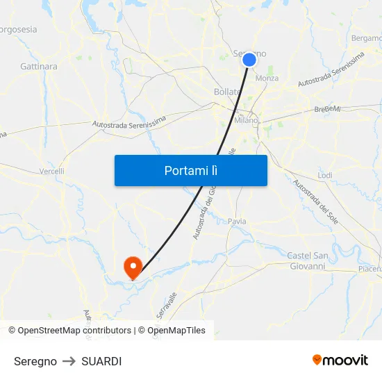 Seregno to SUARDI map