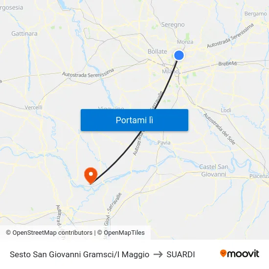 Sesto S.Giovanni Gramsci/I° Maggio (Fs/M1) to SUARDI map