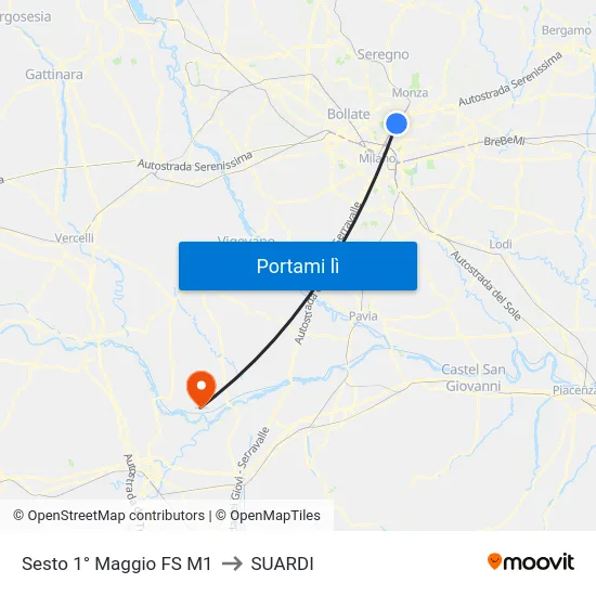 Sesto 1° Maggio FS M1 to SUARDI map