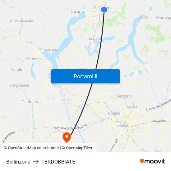 Bellinzona to TERDOBBIATE map