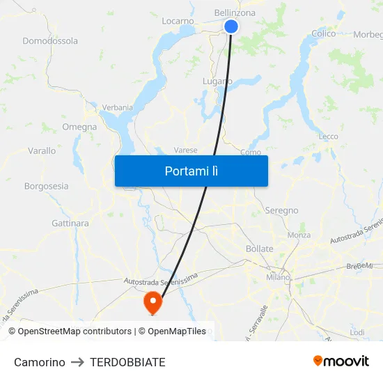 Camorino to TERDOBBIATE map