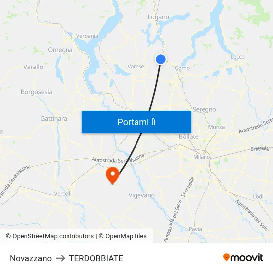 Novazzano to TERDOBBIATE map