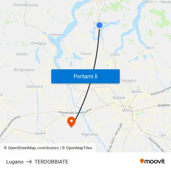 Lugano to TERDOBBIATE map