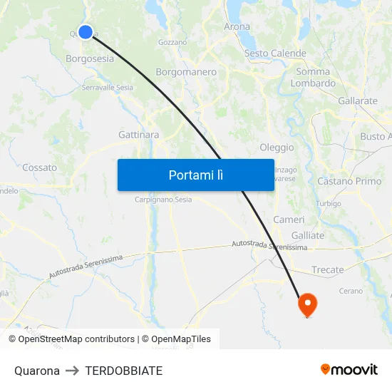 Quarona to TERDOBBIATE map