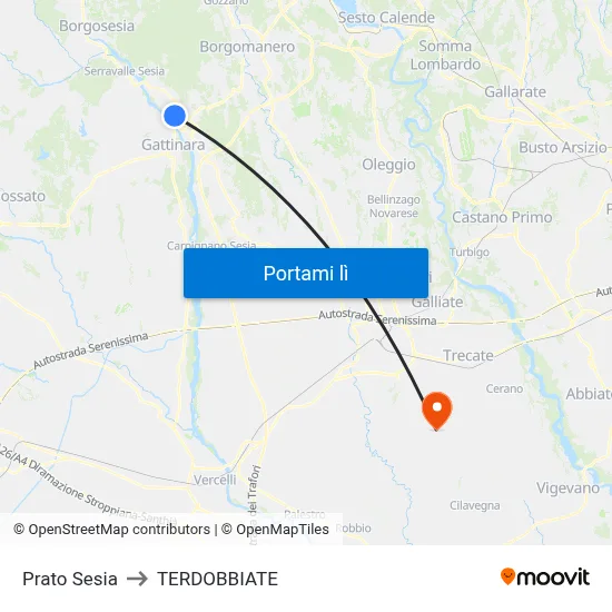 Prato Sesia to TERDOBBIATE map