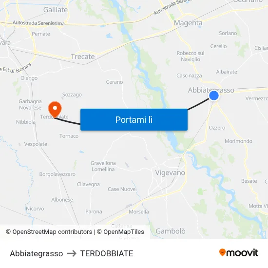 Abbiategrasso to TERDOBBIATE map