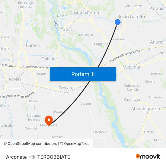 Arconate to TERDOBBIATE map