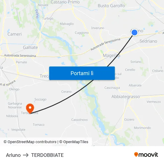 Arluno to TERDOBBIATE map