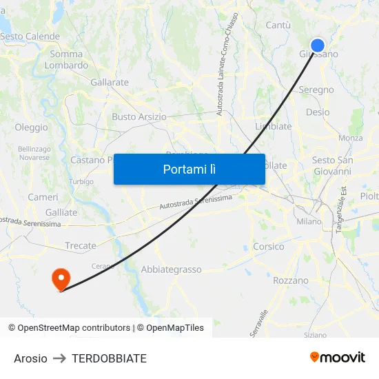 Arosio to TERDOBBIATE map