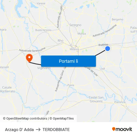 Arzago D' Adda to TERDOBBIATE map