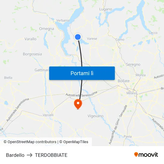 Bardello to TERDOBBIATE map