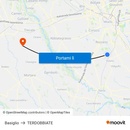 Basiglio to TERDOBBIATE map