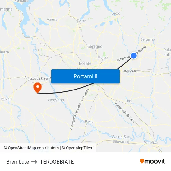 Brembate to TERDOBBIATE map