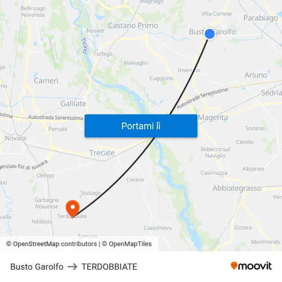 Busto Garolfo to TERDOBBIATE map