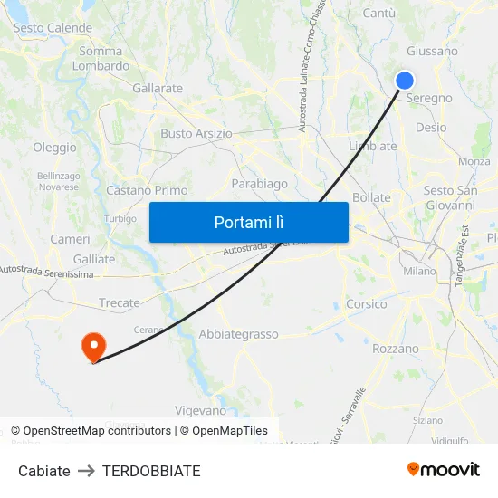 Cabiate to TERDOBBIATE map