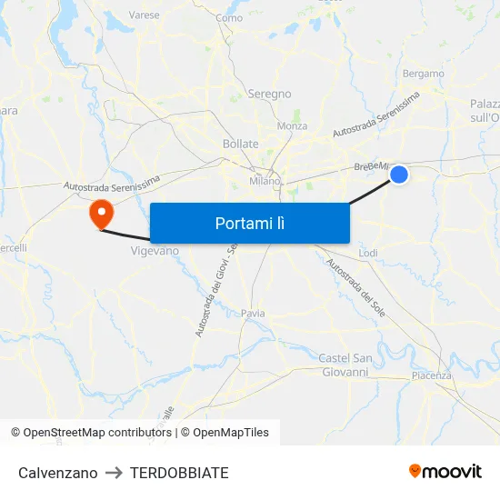 Calvenzano to TERDOBBIATE map