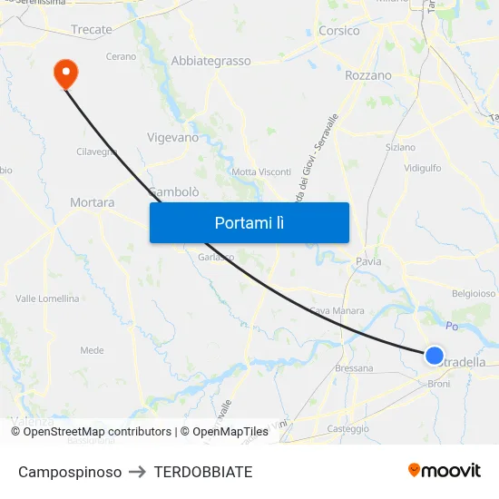 Campospinoso to TERDOBBIATE map