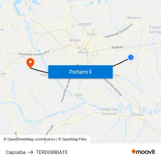 Capralba to TERDOBBIATE map