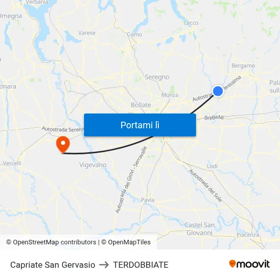 Capriate San Gervasio to TERDOBBIATE map