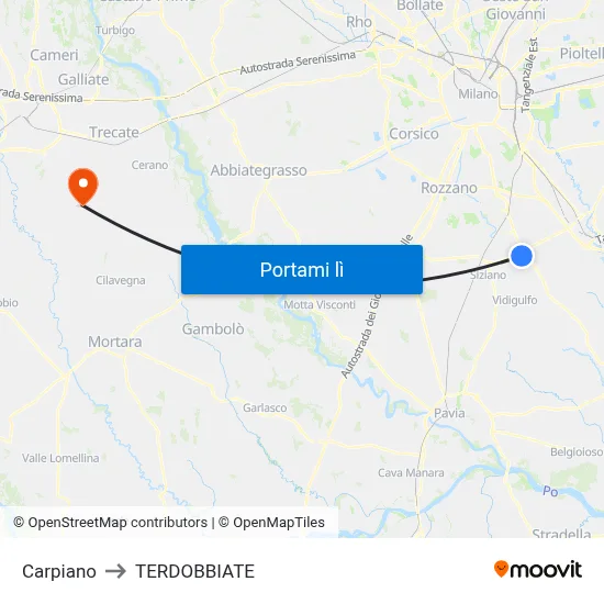 Carpiano to TERDOBBIATE map