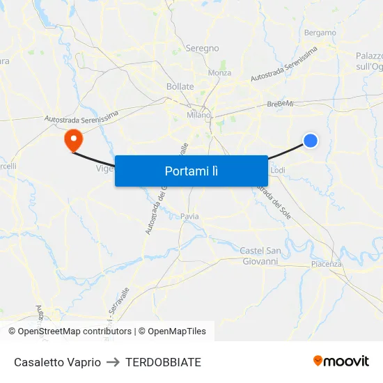 Casaletto Vaprio to TERDOBBIATE map