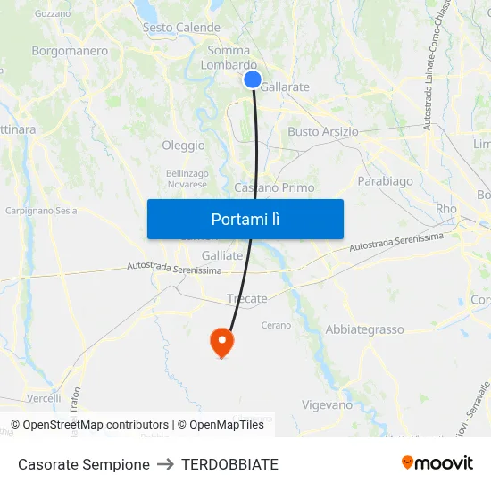 Casorate Sempione to TERDOBBIATE map