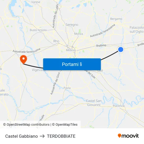 Castel Gabbiano to TERDOBBIATE map