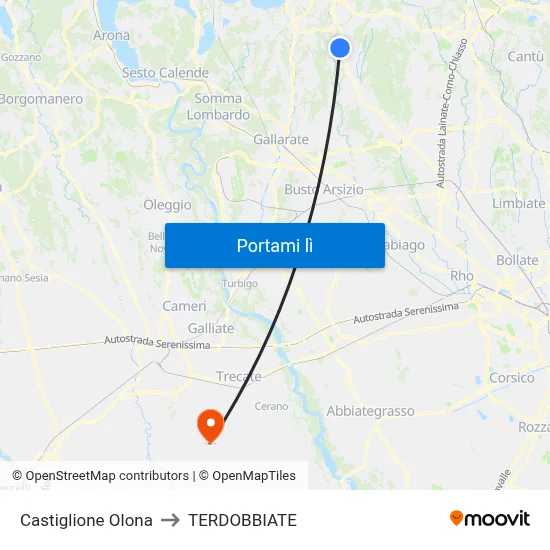 Castiglione Olona to TERDOBBIATE map