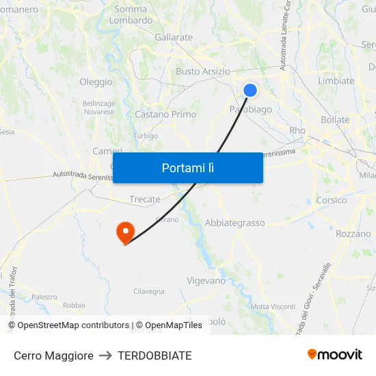 Cerro Maggiore to TERDOBBIATE map