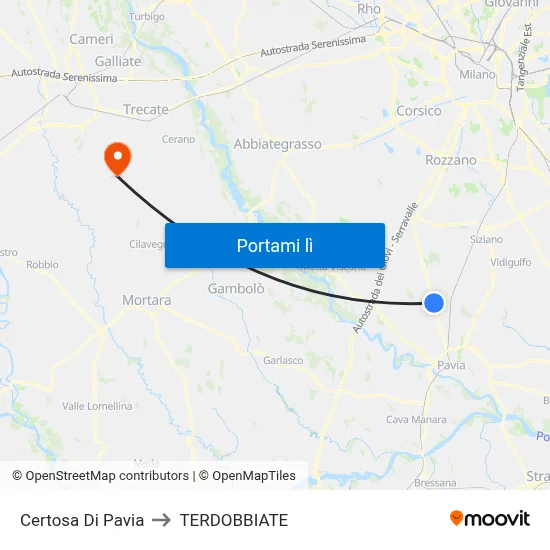 Certosa Di Pavia to TERDOBBIATE map