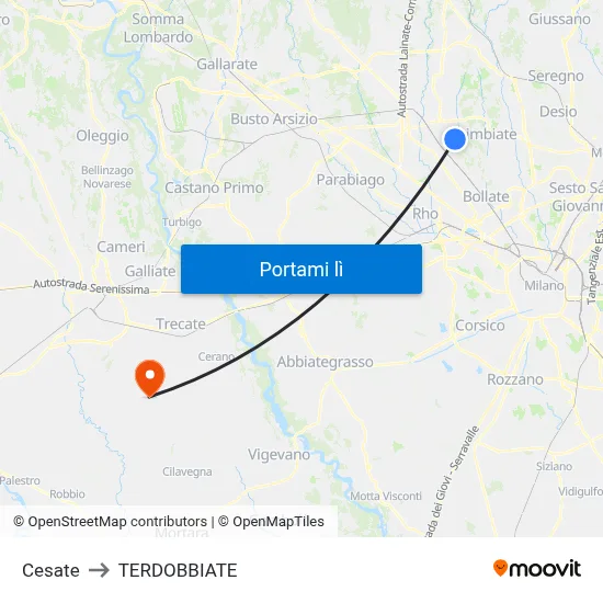 Cesate to TERDOBBIATE map