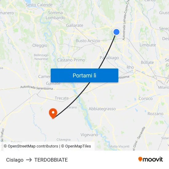 Cislago to TERDOBBIATE map