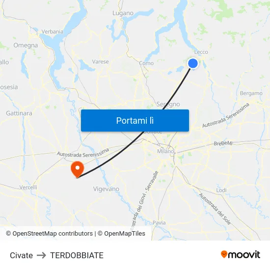 Civate to TERDOBBIATE map
