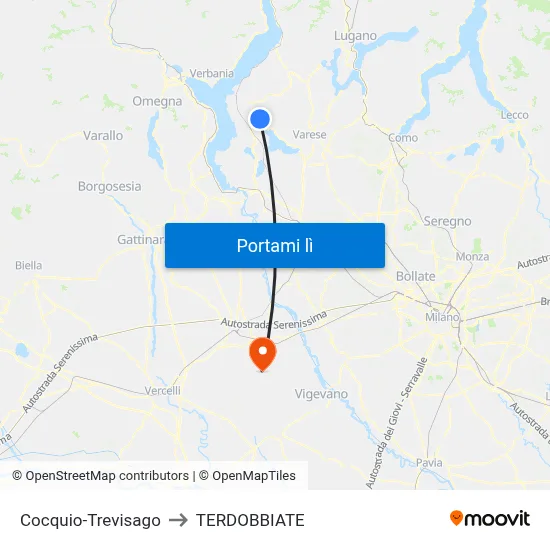 Cocquio-Trevisago to TERDOBBIATE map