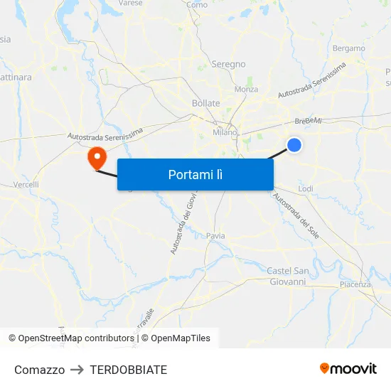 Comazzo to TERDOBBIATE map