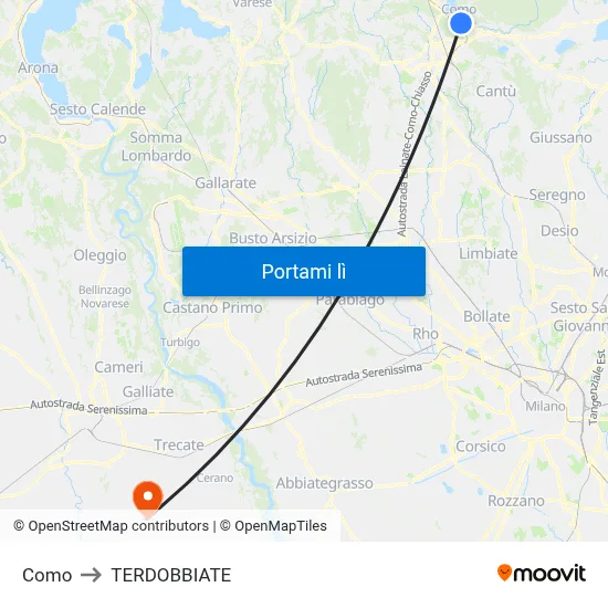 Como to TERDOBBIATE map