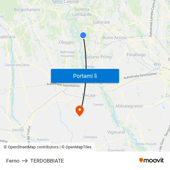 Ferno to TERDOBBIATE map