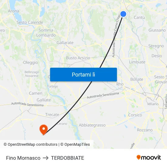 Fino Mornasco to TERDOBBIATE map