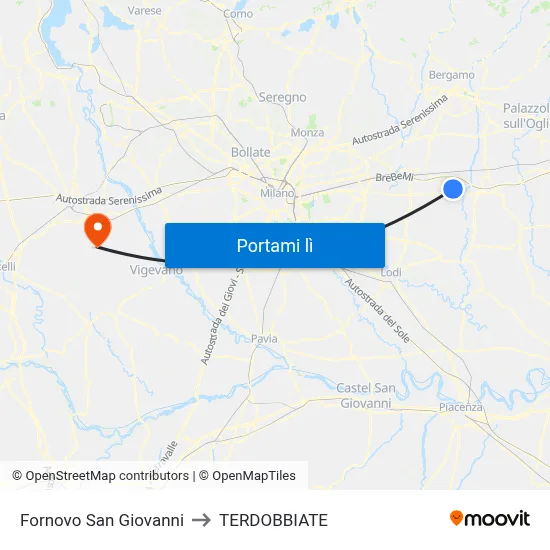 Fornovo San Giovanni to TERDOBBIATE map