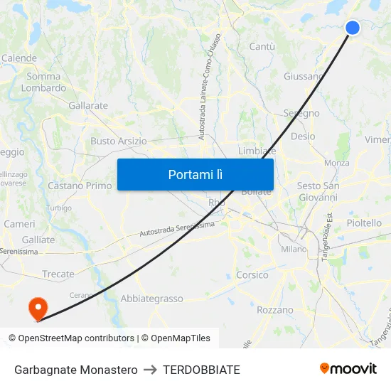 Garbagnate Monastero to TERDOBBIATE map