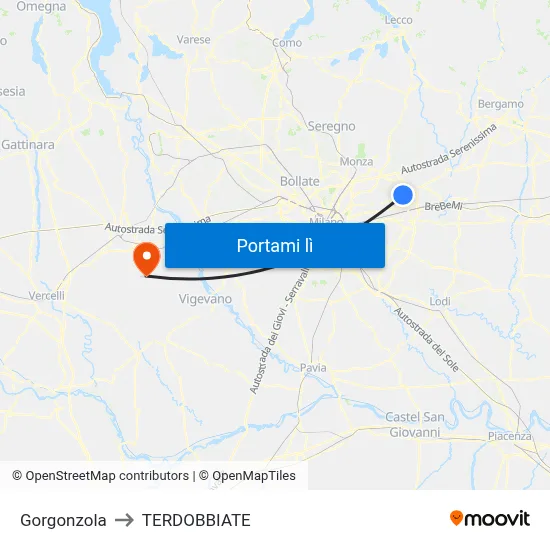 Gorgonzola to TERDOBBIATE map