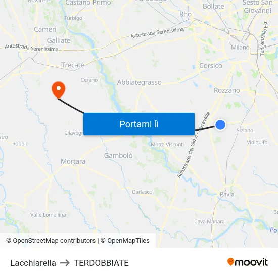 Lacchiarella to TERDOBBIATE map