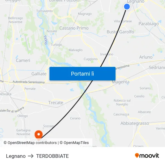 Legnano to TERDOBBIATE map